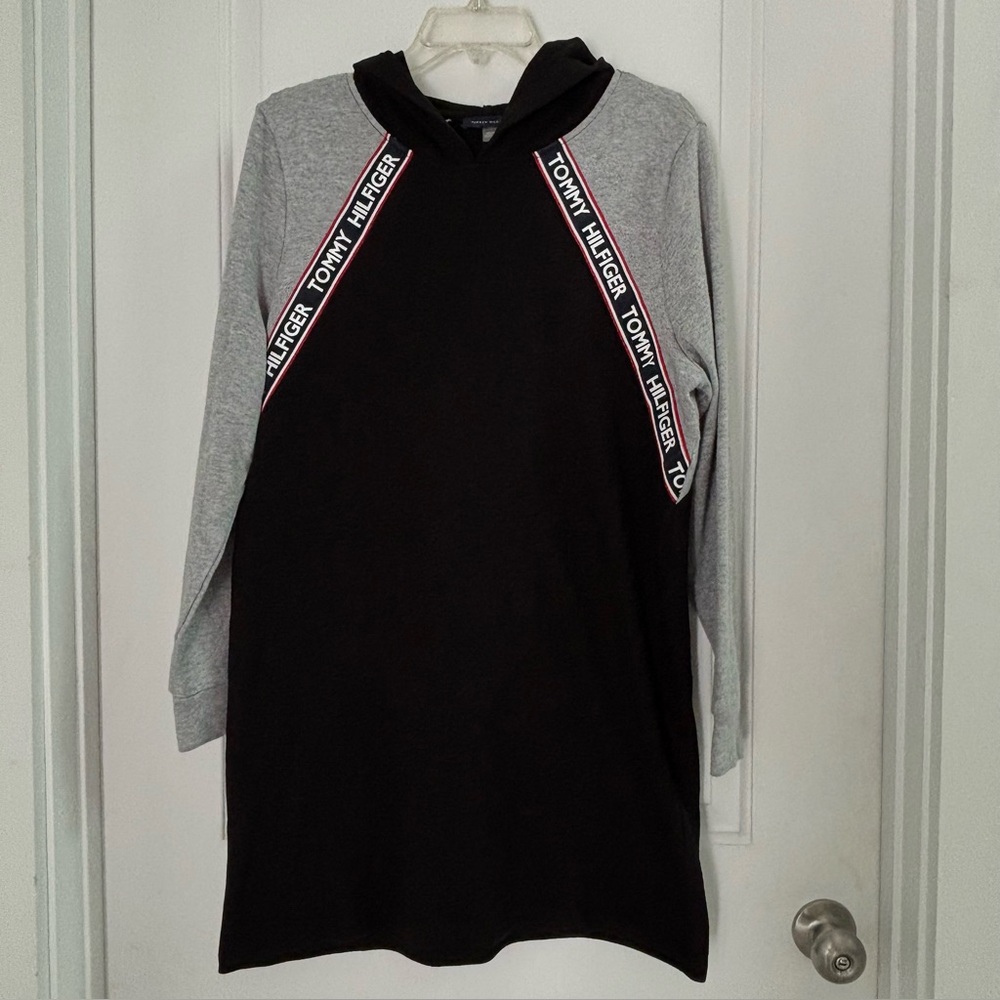 Tommy Hilfiger Black and Gray Sweatshirt Hoodie Dress Logo